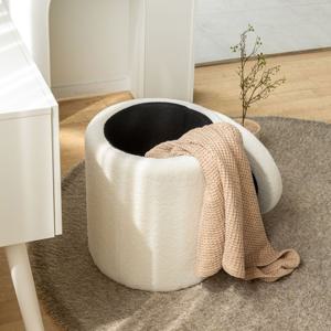 [리퍼] 하모니 부클레 원형 패브릭 보조 간이 화장대 의자 스툴 인테리어 디자인 체어