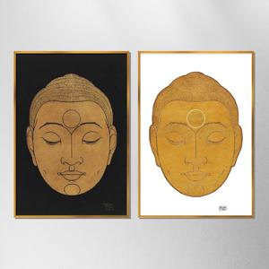 황금 부처님 머리 풍수 인테리어 포스터 불교 그림 액자 2종 / SBUN-RS001