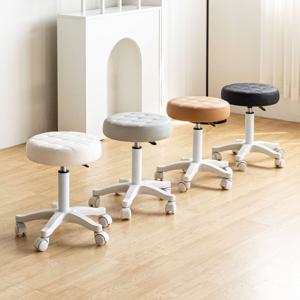 [리퍼] 퀼팅 스툴 이동식 원형 회전 보조의자 시술 병원 네일 높이조절 화장대 바퀴
