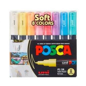 유니 포스카 1M 8색 파스텔 컬러 마카 세트 디자인 마커 펜