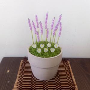 라벤더 군락 자체제작 인테리어 조화 비즈식물 (DIY/완제품)