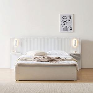 아몬디 호텔식 LED 평상형 수납 서랍 템바보드 침대프레임 Q 퀸