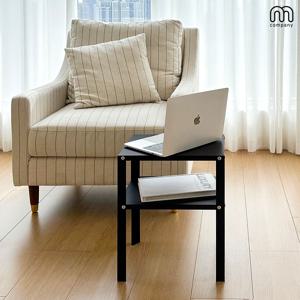 샬롯 2단 철제 침대 사이드 테이블 사각 거실 소파 협탁 블랙 티테이블 미니 책상