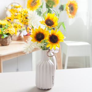 라이트 해바라기 조화 화병 세트 35cmR