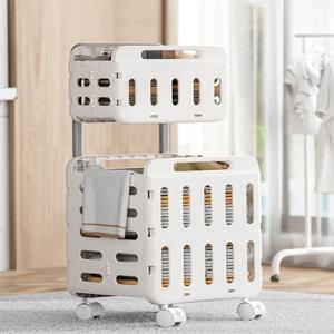 이동식 2단 접이식 빨래바구니 빨래통 세탁바구니 틈새수납