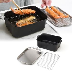 재팬 S.Y 미니 철재 사각 튀김냄비+바트+망/튀김기 사각냄비 철재 냄비