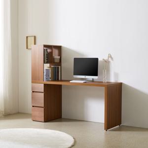 와이드데스크 수납형책상 ㄱ형+3단서랍+책꽂이 1600 테이블 R1-1