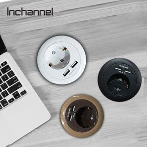 침대헤드 가구용 매입 USB 원형 1구 빌트인 콘센트 책상전선캡 60mm 3colors