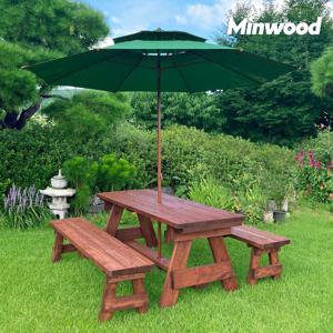 분리형 야외 원목 테이블 세트 4인 8인 야외탁자 벤치 테라스 파라솔 무도색 월넛색
