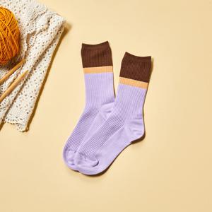 잇츠삭스 컬러블록 양말 라일락브라운