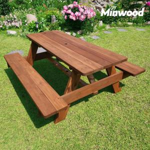 일체형 야외테이블 세트 야외용 평상 편의점 카페 송진 없는 원목 테이블 4인 8인 월넛색