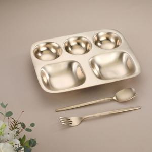 Signature 방짜유기 어린이 건강 5구 식판 캠핑 다이어트