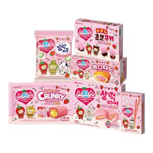 신상 딸기시리즈 스낵 6종(카스타드/찰떡파이/빼빼로/ABC초코쿠키/말랑카우/크런키 )모음전