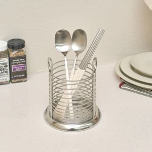 마이키친 스텐 와이어 물빠짐 수저통 L 원형