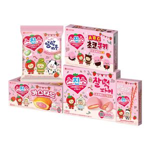 딸기시리즈 (카스타드,찰떡파이,빼빼로,ABC초코쿠키,말랑카우) 5종 세트