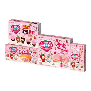 딸기시리즈 (카스타드,찰떡파이,빼빼로,ABC초코쿠키,말랑카우) 4종 세트