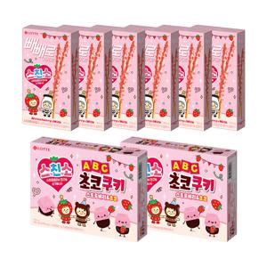 스트로베리 빼빼로x6개 + ABC초코쿠키x2개