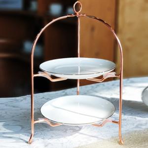 고원 접이식 접시 스탠드 2단 로즈골드 디저트 접시 트레이