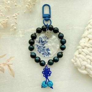 천연 블루 호안석키링 행운 달항아리 키링 다복의상징 재물운 금전운 자녀운