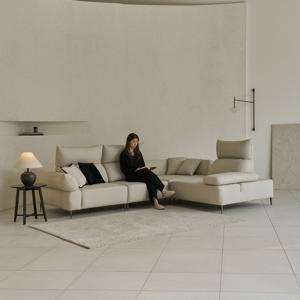 네스트 크림 비건 가죽 소파 5인용 코너형 코브라 스윙 쇼파