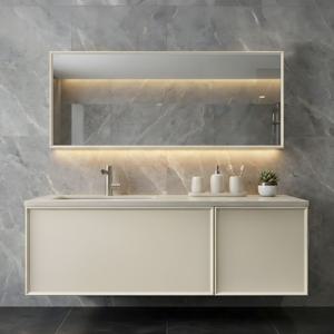 큐브 웨인스코팅 1도어 거울 플랩장 1200x500