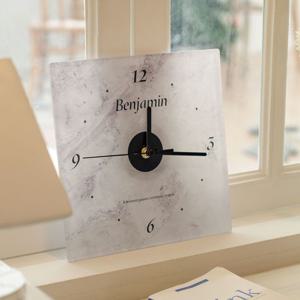 벤자민 스퀘어 벽시계 모던 무소음 무타공 벽걸이 거실 오브제 탁상시계 2types