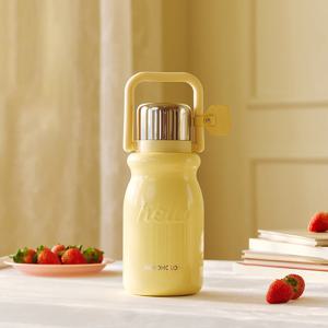 홀로홀로 원터치 밀크 보온보냉병 빨대 텀블러 900ml 옐로우