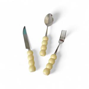 롤리팝 옐로 커트러리 세트, 스푼+포크+나이프 (3p)