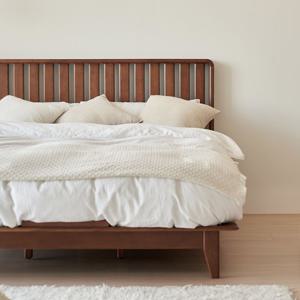 모브 평상형 러버우드 원목침대 SS/Q (매트리스선택)