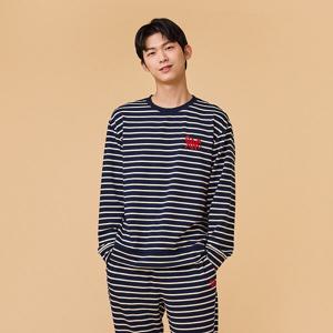 남 LOVE_소프트 스웨트 라운드넥 긴팔 파자마 티셔츠