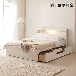 앳홈 카리나 LED 4단서랍 벙커수납 침대 SS-한봉합 7존 블랙 매트리스