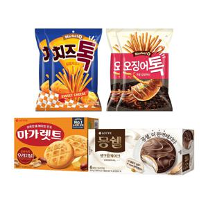 오징어톡x2 + 치즈톡x2 + 몽쉘 오리지널x1 + 마가렛트 오리지널x1