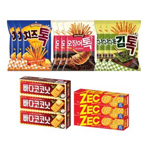 오징어톡x3 + 구운김톡x3 + 치즈톡x3 + 빠다코코낫x3 +제크x3