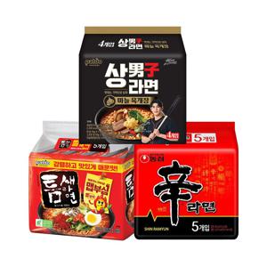 팔도 상남자라면 x1팩 + 틈새라면 빨계떡 x1팩 + 신라면 x1팩