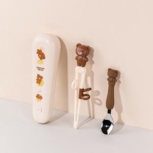 릴팡 더스틱 맥스 젓가락 스푼케이스3P세트왼손용(브라운베어)