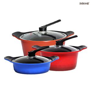 S100G 세라믹코팅 통주물 냄비세트 3종H(양24+전24+곰28)