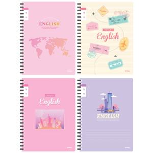 11727 2500 초등영어스프링노트 여아용 좁은칸 디자인 4종혼합 4개입