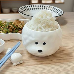 비숑 밥공기+수저받침세트 밥그릇 공기 업소용 도자기 그릇 밥 국산 무광 미니 집들이선물