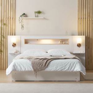 파르테 신혼부부 높은 템바보드 서랍형 퀸사이즈 호텔식 침대프레임