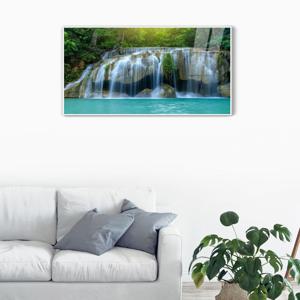 PMw07햇살 머금은 에메랄드 빛 폭포-캔버스판넬 메탈프레임액자/ 재물이 폭포같이 쏟아짐