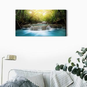 PMw08황금빛 숲속의 폭포-캔버스판넬 메탈프레임액자/ 복 재물이 폭포같이 쏟아짐