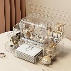 투명 화장품 정리함 화장대 정리 수납함 메이크업 정리대 아크릴 보관함 수납 세트
