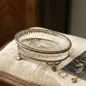 오르세 컬렉션 신주 유리 타원 트레이 인테리어 소품 앤틱 주얼리 향수 디스플레이 받침