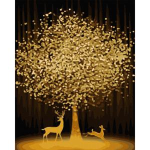 DIY 명화그리기 (물감2배) 황금나무와 꽃사슴 (골드펄) 40X50cm