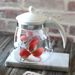 작약꽃 내열유리 주전자 1.2L 유리 티포트 직화포트