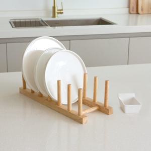 고무나무 원목 접시 정리대 접시꽂이