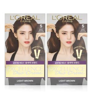 염색약 엑셀랑스 듀오크림 5 라이트브라운 2개