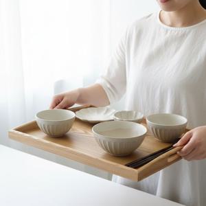 애쉬우드 손잡이 서빙트레이 대형 나무쟁반 식판 홈카페트레이