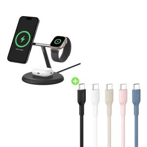 Qi2 3in1 마그네틱 무선 충전 스탠드 + 60W 고속충전 1M 케이블