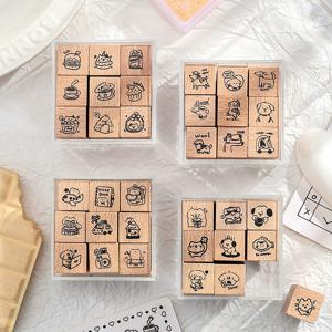 미니 우드스탬프 캐릭터 동물 일상 다이어리 스탬프 달력 다꾸